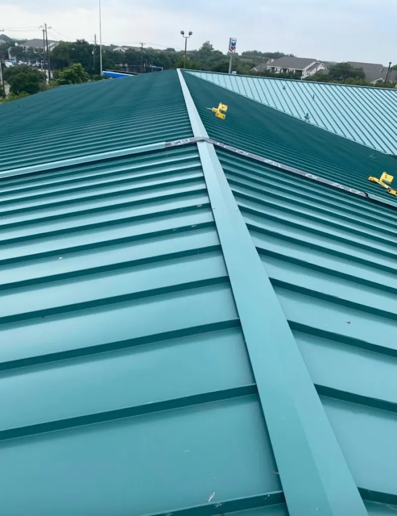 Green commercial metal roof ridge and valley for Metal Roof Repair in Charles Town